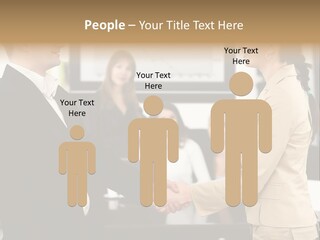 Two People Shaking Hands In Front Of A Group Of People PowerPoint Template