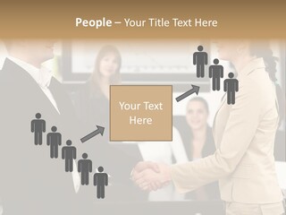 Two People Shaking Hands In Front Of A Group Of People PowerPoint Template