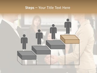 Two People Shaking Hands In Front Of A Group Of People PowerPoint Template