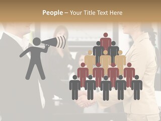 Two People Shaking Hands In Front Of A Group Of People PowerPoint Template