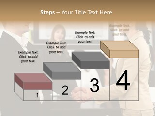 Two People Shaking Hands In Front Of A Group Of People PowerPoint Template