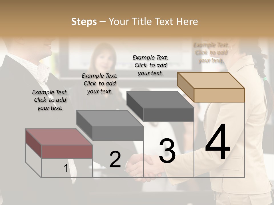 Two People Shaking Hands In Front Of A Group Of People PowerPoint Template