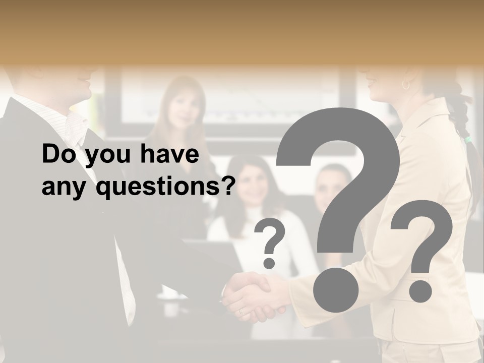 Two People Shaking Hands In Front Of A Group Of People PowerPoint Template