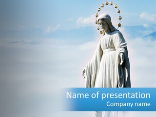 A Statue With A Crown Of Flowers On Top Of It PowerPoint Template