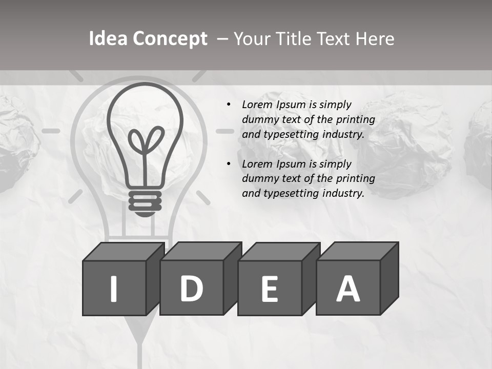 A Light Bulb With Crumpled Paper On It PowerPoint Template