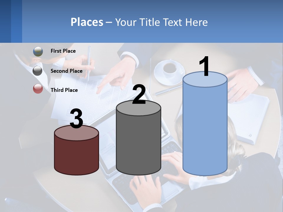 A Group Of People Sitting Around A Table Working On A Laptop PowerPoint Template