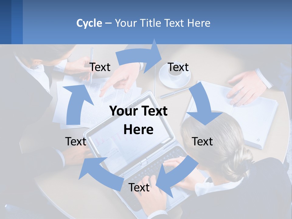 A Group Of People Sitting Around A Table Working On A Laptop PowerPoint Template