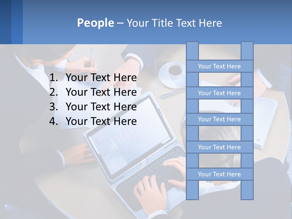 A Group Of People Sitting Around A Table Working On A Laptop PowerPoint Template