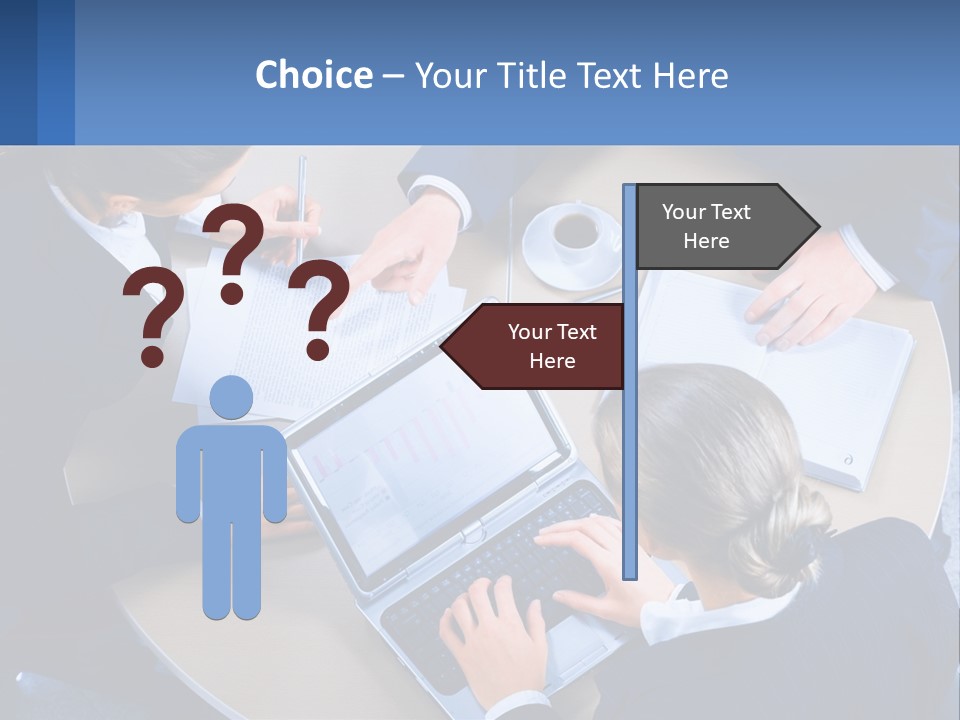 A Group Of People Sitting Around A Table Working On A Laptop PowerPoint Template