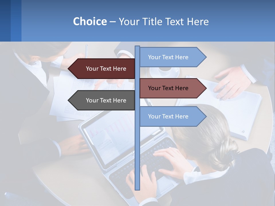 A Group Of People Sitting Around A Table Working On A Laptop PowerPoint Template