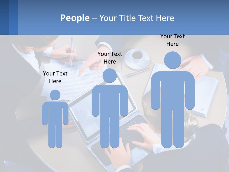 A Group Of People Sitting Around A Table Working On A Laptop PowerPoint Template