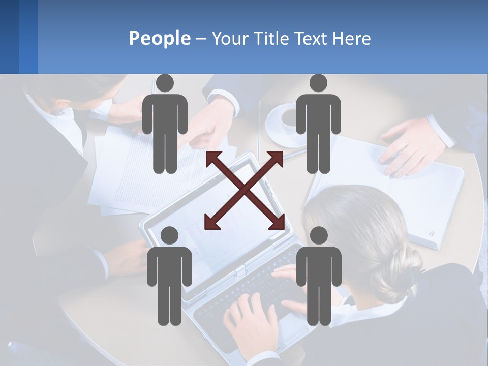 A Group Of People Sitting Around A Table Working On A Laptop PowerPoint Template