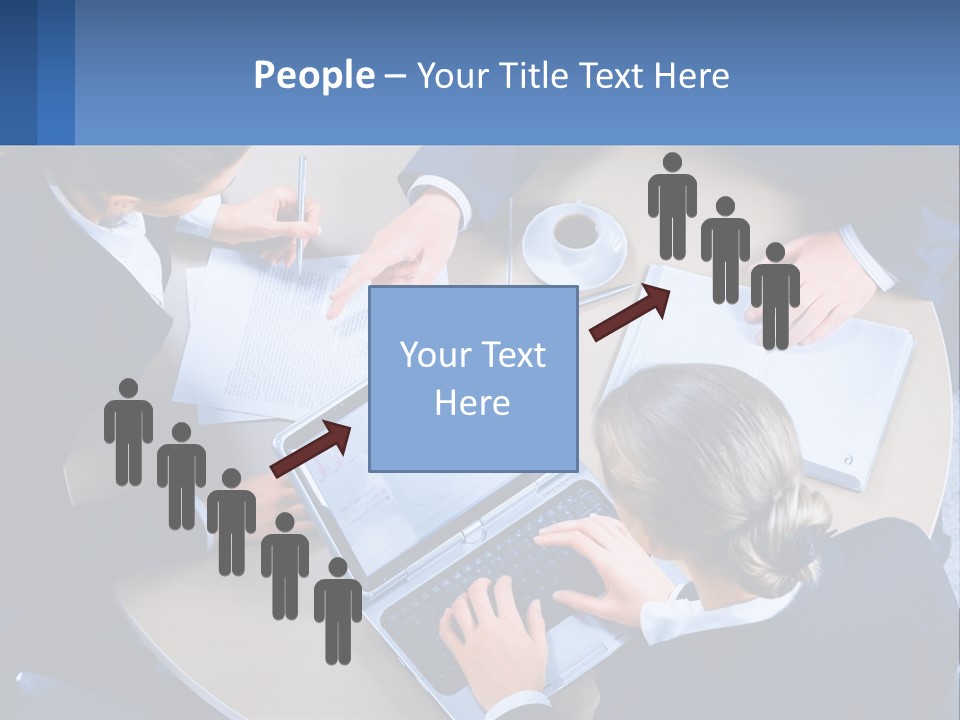 A Group Of People Sitting Around A Table Working On A Laptop PowerPoint Template