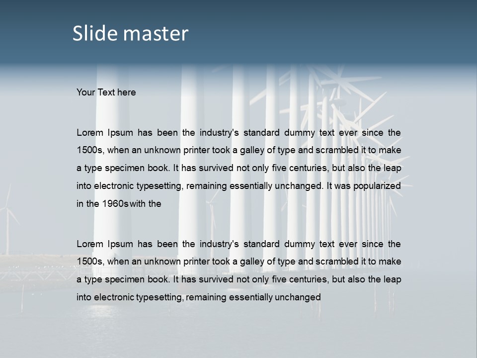 A Row Of Wind Turbines In The Ocean PowerPoint Template