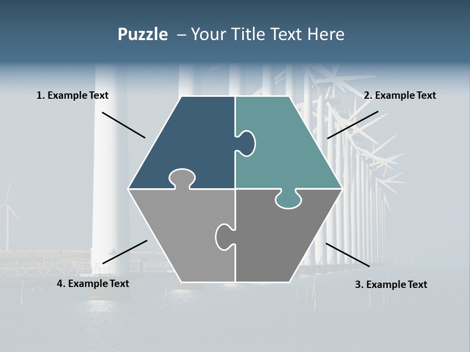 A Row Of Wind Turbines In The Ocean PowerPoint Template
