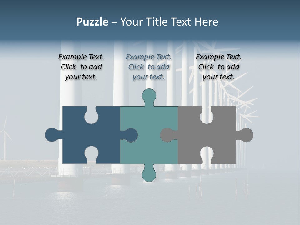 A Row Of Wind Turbines In The Ocean PowerPoint Template