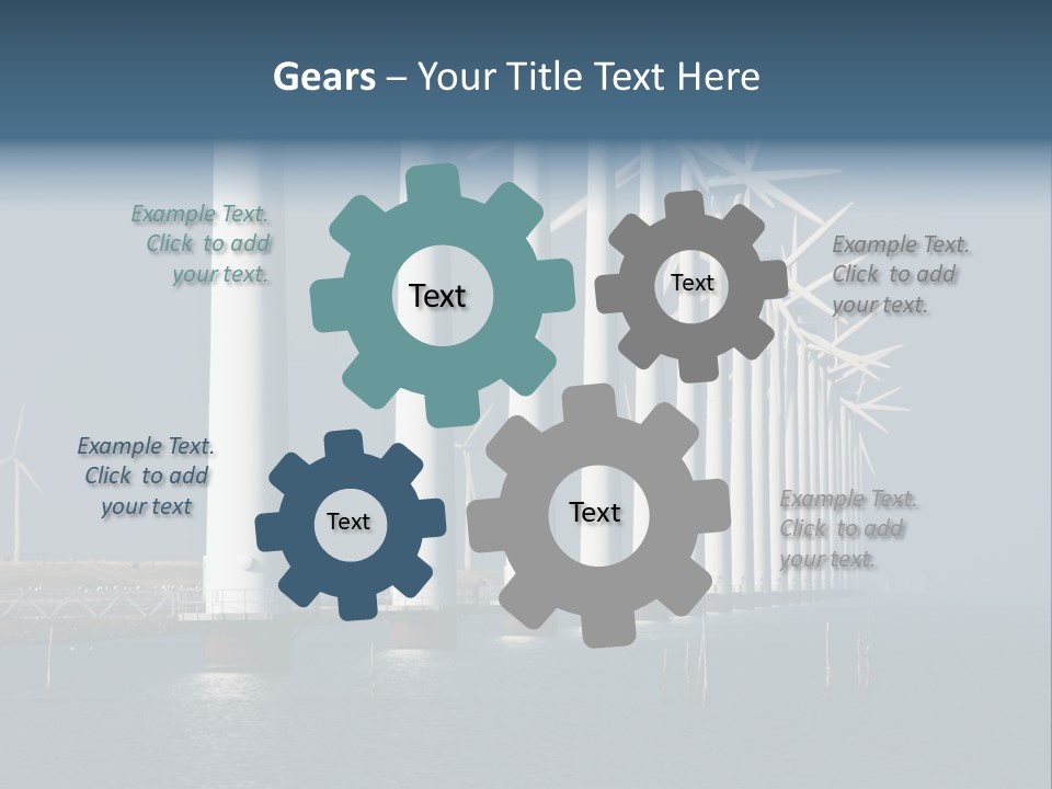 A Row Of Wind Turbines In The Ocean PowerPoint Template