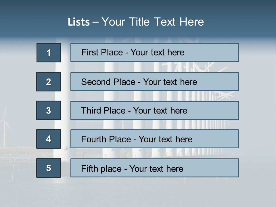 A Row Of Wind Turbines In The Ocean PowerPoint Template