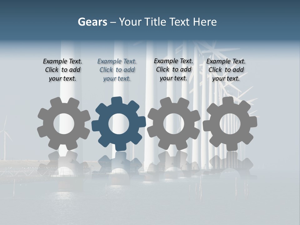 A Row Of Wind Turbines In The Ocean PowerPoint Template