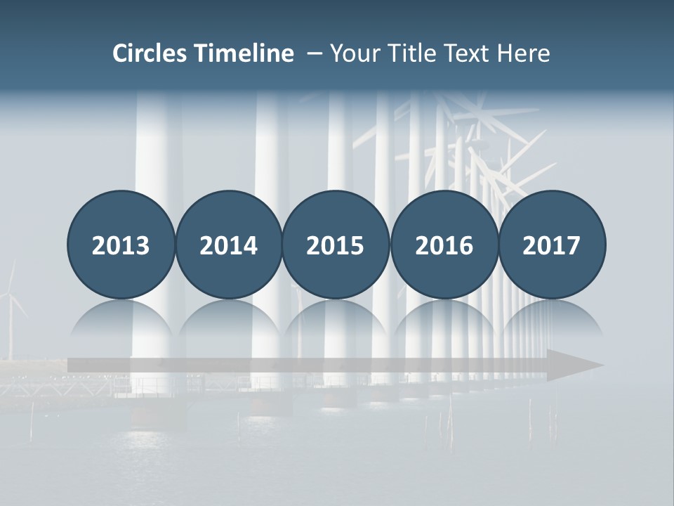 A Row Of Wind Turbines In The Ocean PowerPoint Template