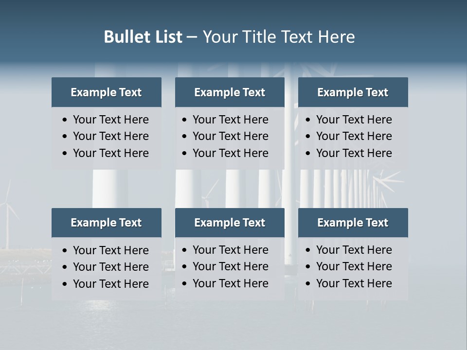 A Row Of Wind Turbines In The Ocean PowerPoint Template