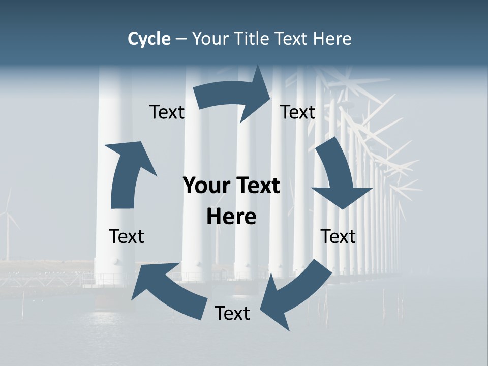 A Row Of Wind Turbines In The Ocean PowerPoint Template