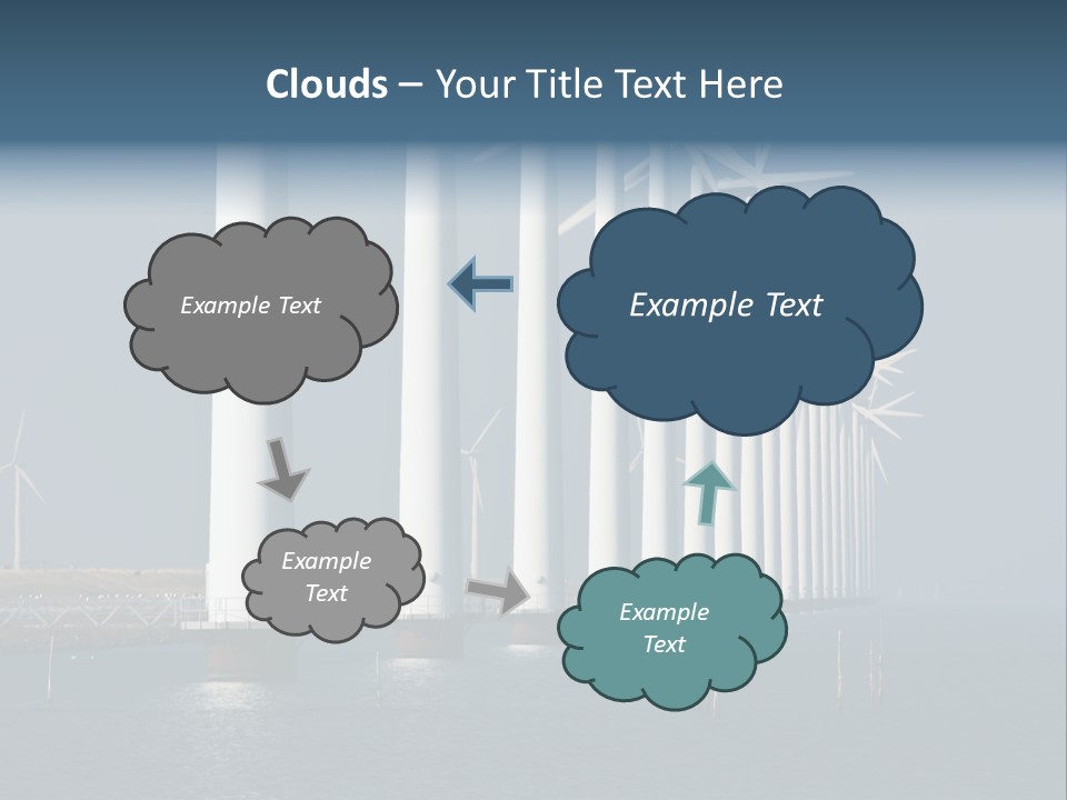 A Row Of Wind Turbines In The Ocean PowerPoint Template