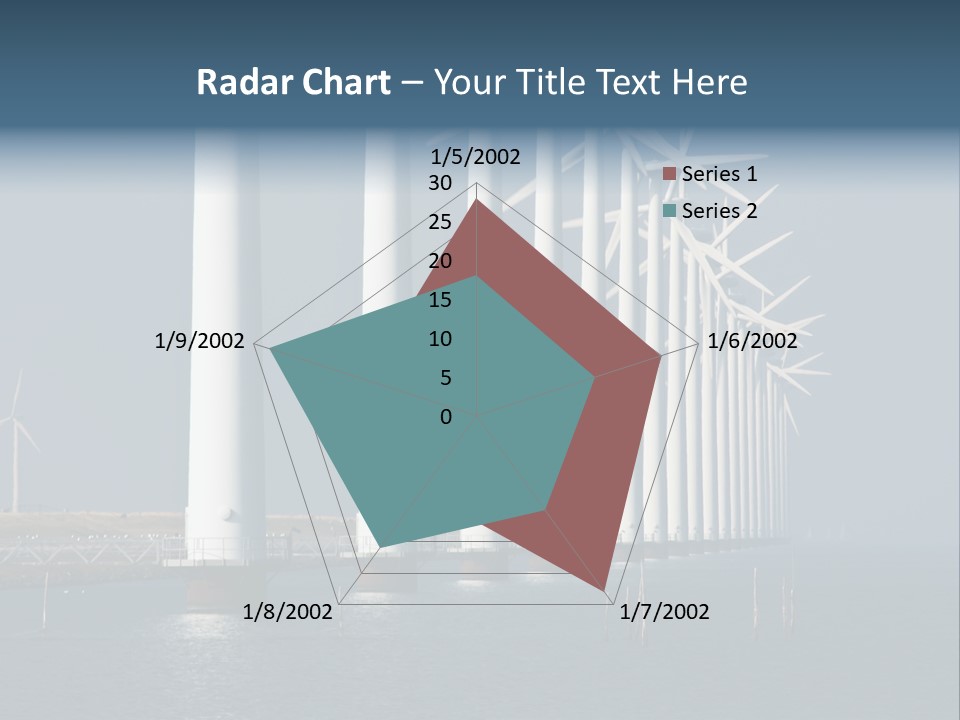 A Row Of Wind Turbines In The Ocean PowerPoint Template