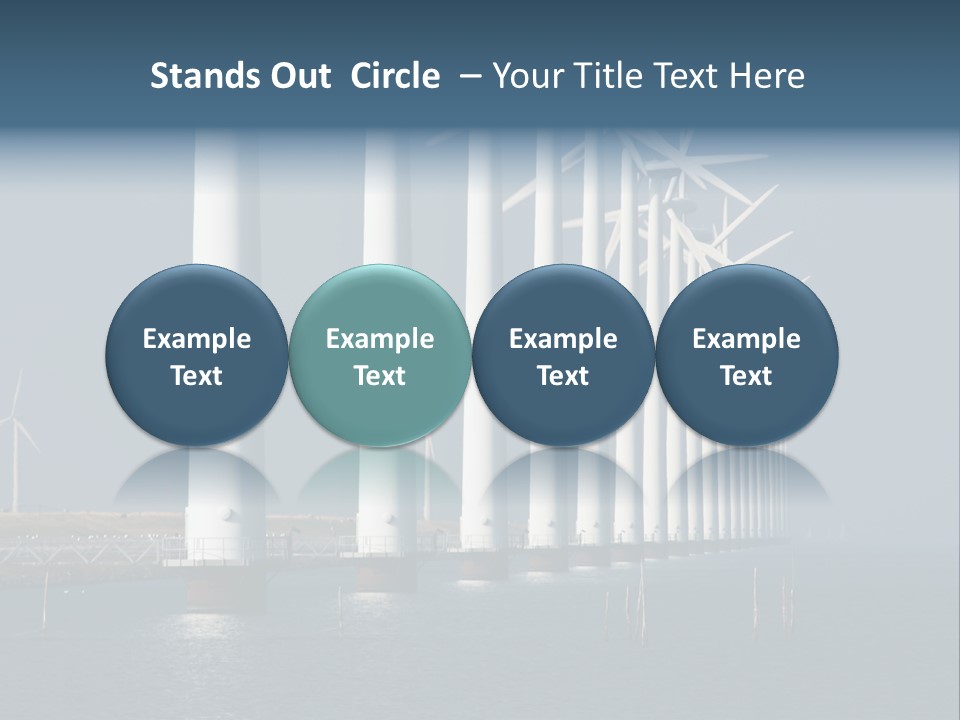 A Row Of Wind Turbines In The Ocean PowerPoint Template