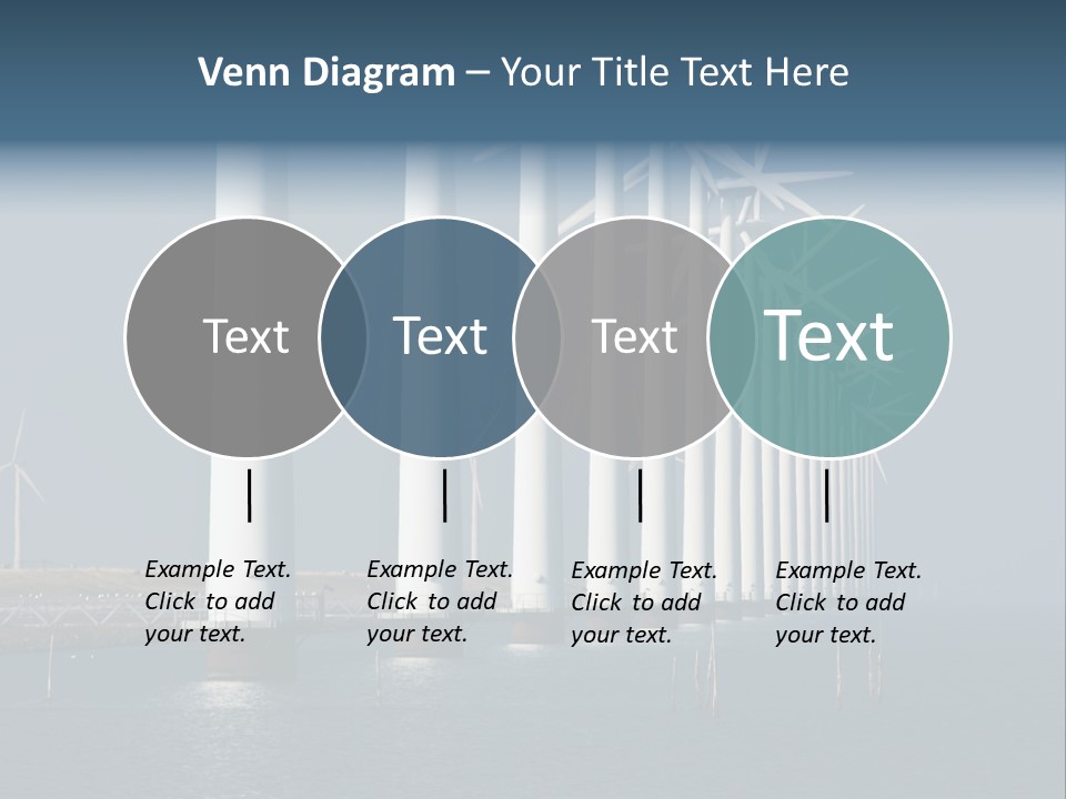 A Row Of Wind Turbines In The Ocean PowerPoint Template