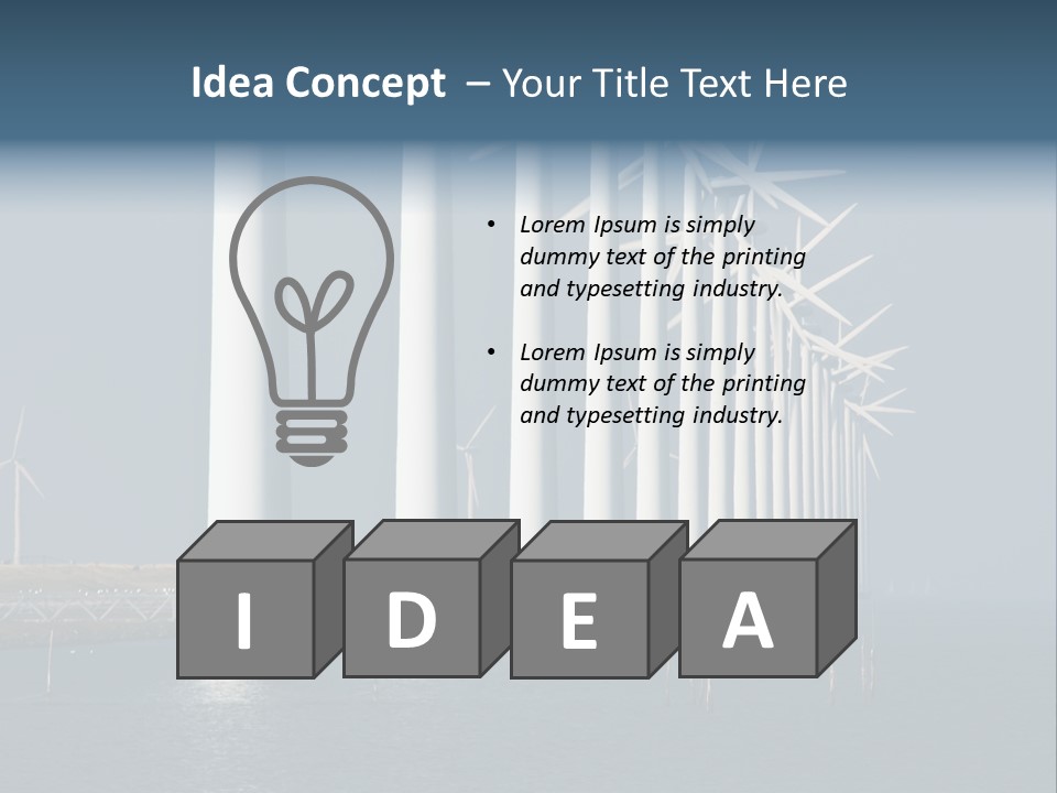 A Row Of Wind Turbines In The Ocean PowerPoint Template