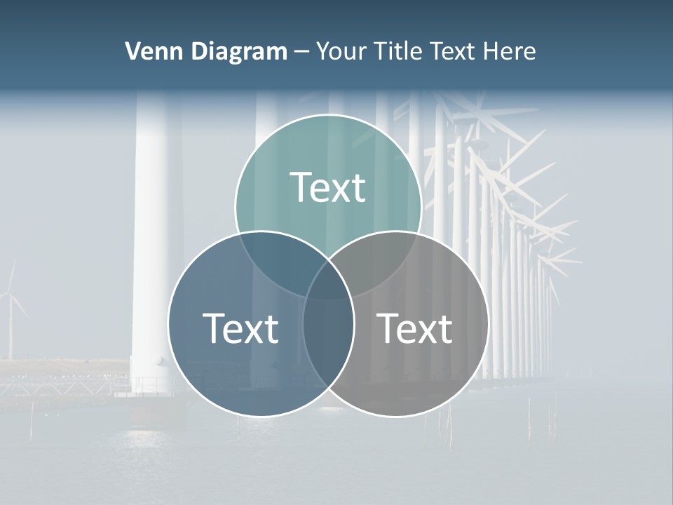 A Row Of Wind Turbines In The Ocean PowerPoint Template