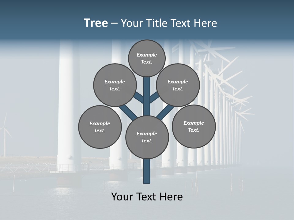 A Row Of Wind Turbines In The Ocean PowerPoint Template