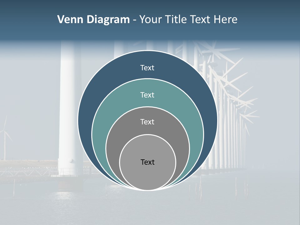 A Row Of Wind Turbines In The Ocean PowerPoint Template