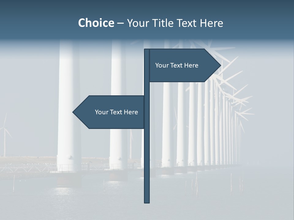 A Row Of Wind Turbines In The Ocean PowerPoint Template