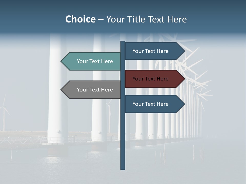 A Row Of Wind Turbines In The Ocean PowerPoint Template