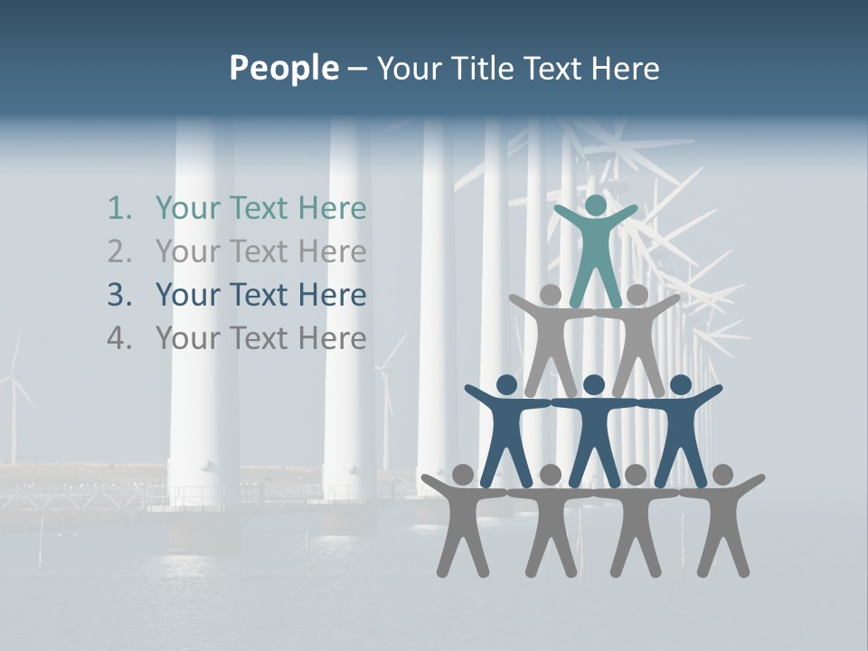 A Row Of Wind Turbines In The Ocean PowerPoint Template