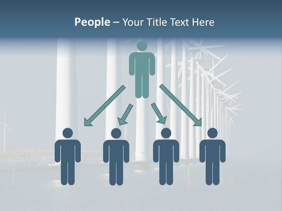 A Row Of Wind Turbines In The Ocean PowerPoint Template