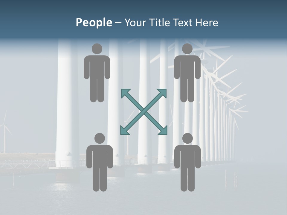 A Row Of Wind Turbines In The Ocean PowerPoint Template