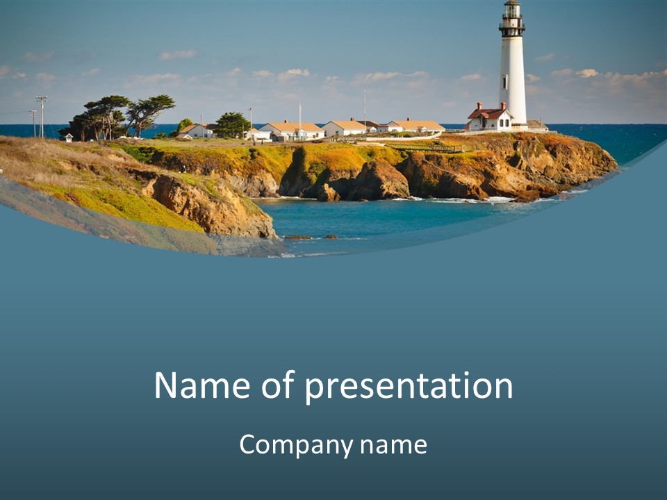 A Lighthouse On A Small Island In The Middle Of The Ocean PowerPoint Template