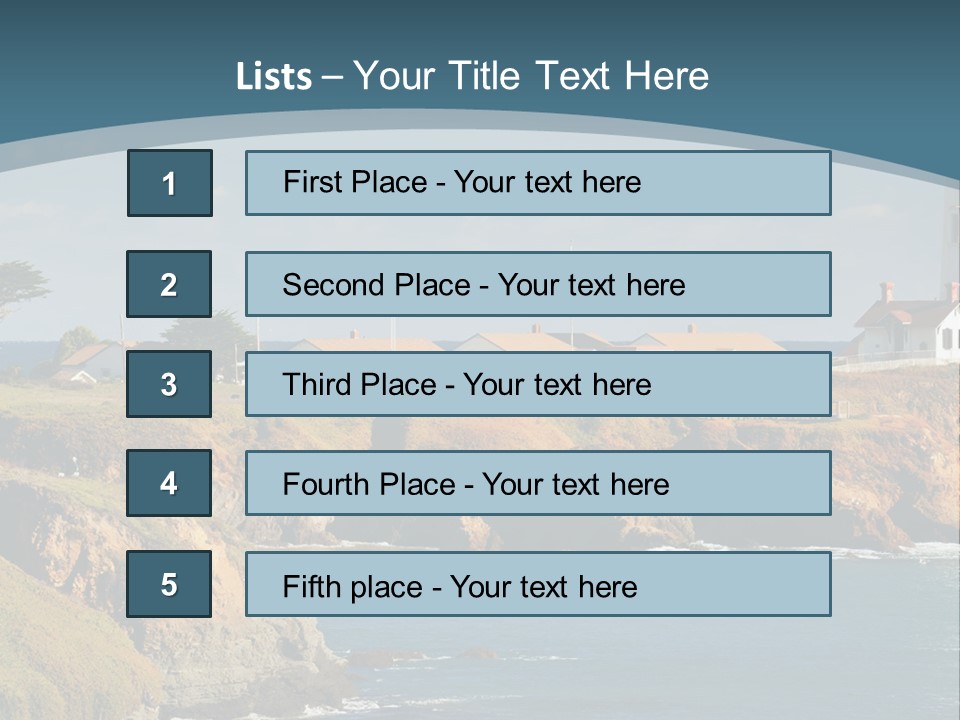 A Lighthouse On A Small Island In The Middle Of The Ocean PowerPoint Template