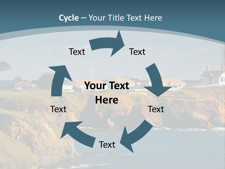 A Lighthouse On A Small Island In The Middle Of The Ocean PowerPoint Template