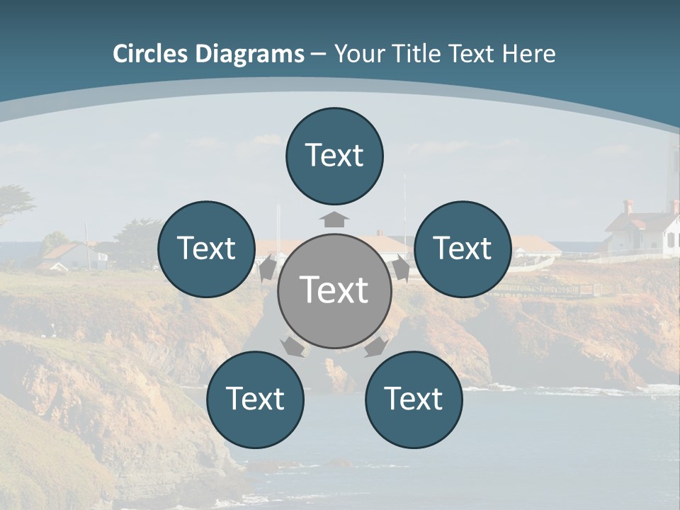 A Lighthouse On A Small Island In The Middle Of The Ocean PowerPoint Template