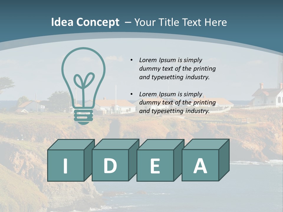 A Lighthouse On A Small Island In The Middle Of The Ocean PowerPoint Template