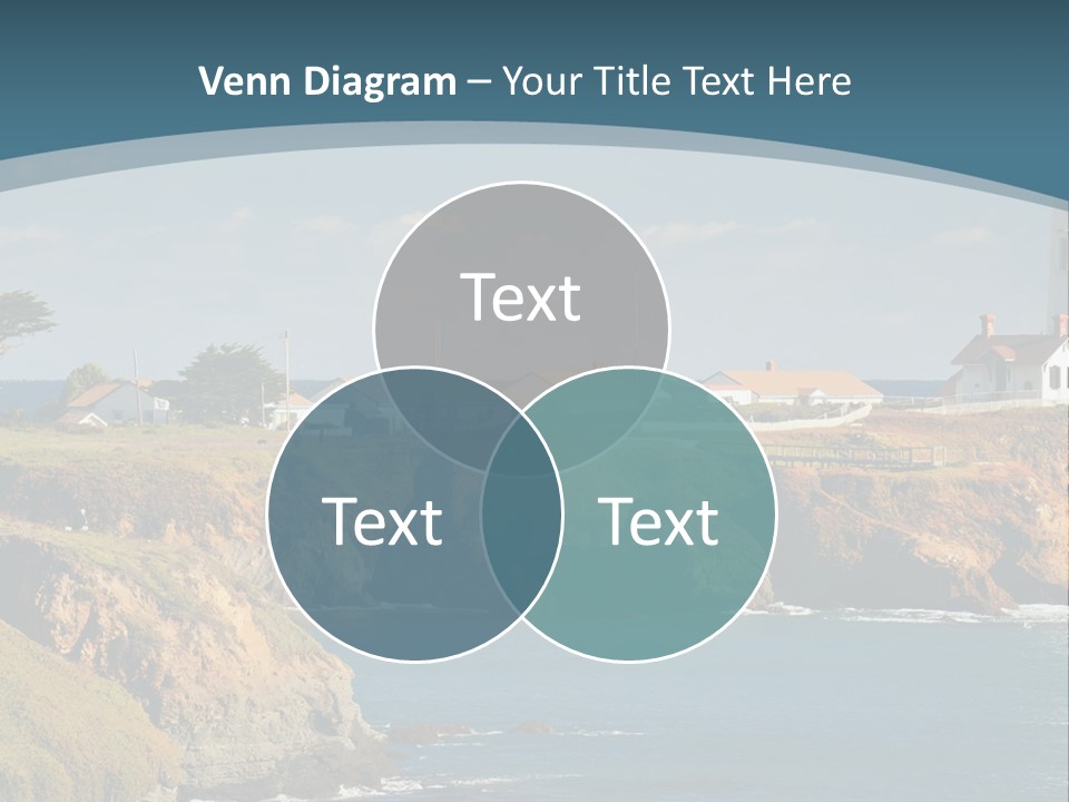 A Lighthouse On A Small Island In The Middle Of The Ocean PowerPoint Template