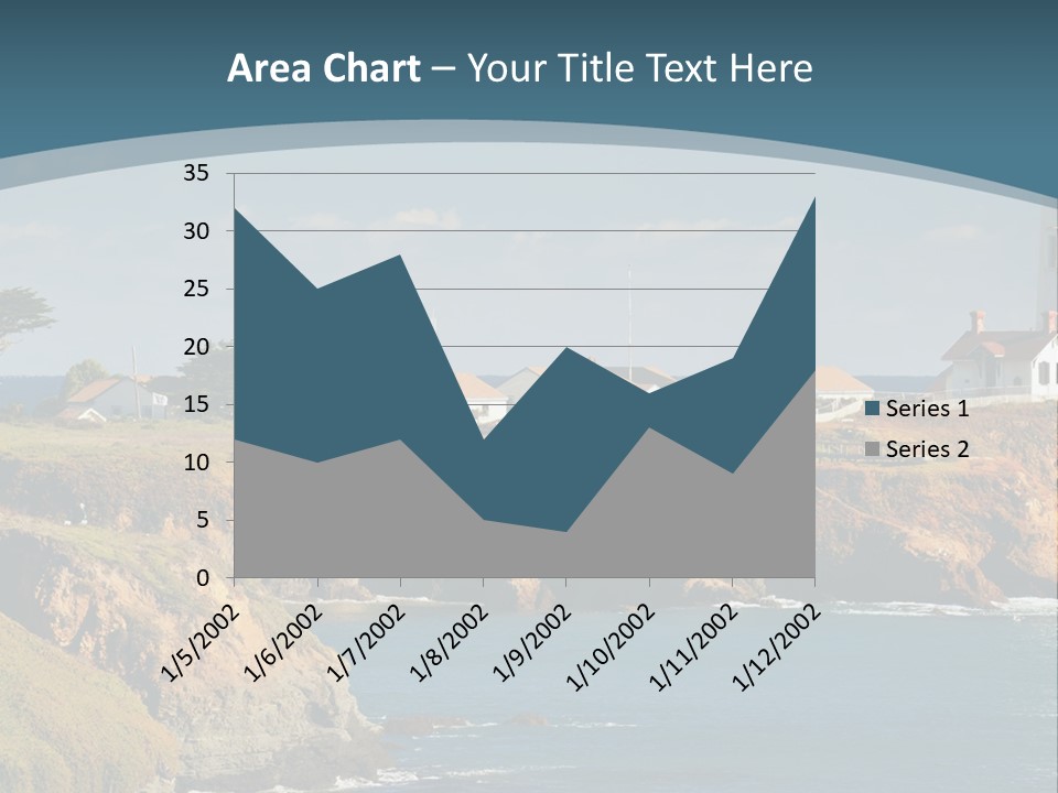 A Lighthouse On A Small Island In The Middle Of The Ocean PowerPoint Template