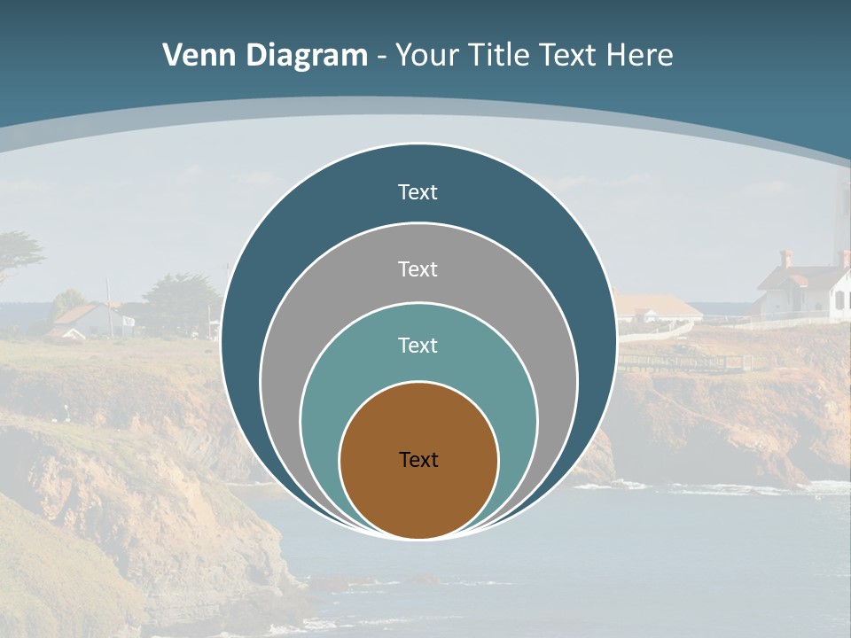 A Lighthouse On A Small Island In The Middle Of The Ocean PowerPoint Template