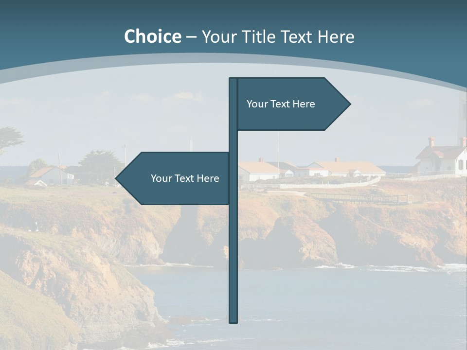 A Lighthouse On A Small Island In The Middle Of The Ocean PowerPoint Template