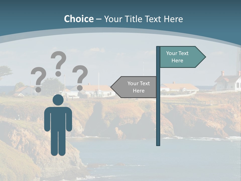 A Lighthouse On A Small Island In The Middle Of The Ocean PowerPoint Template