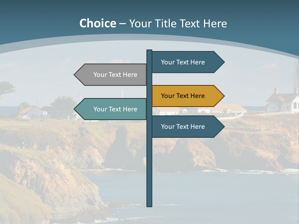 A Lighthouse On A Small Island In The Middle Of The Ocean PowerPoint Template
